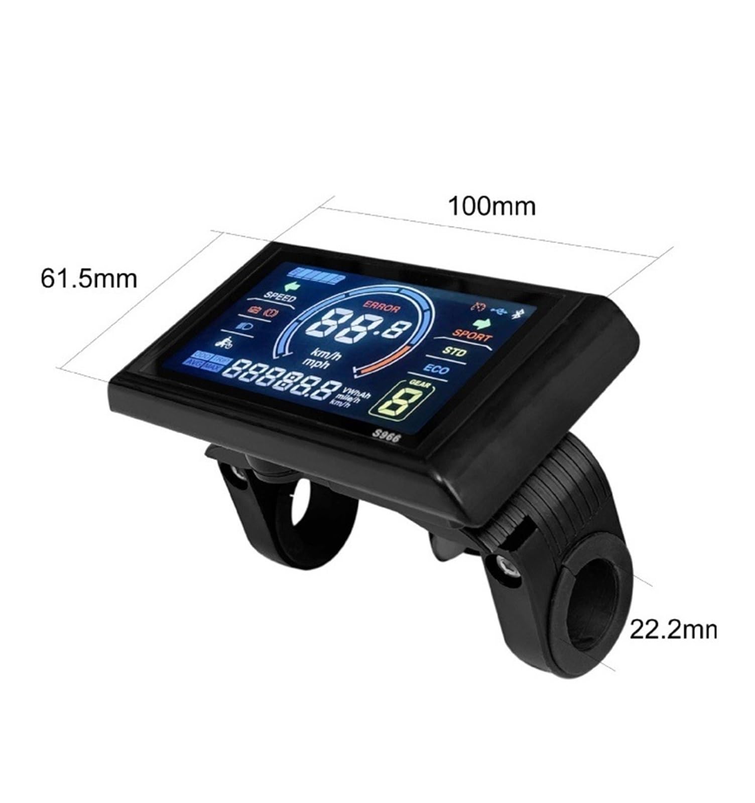 Pantalla para Ebike, Pantalla Inteligente LCD S966 para Bicicleta Eléctrica