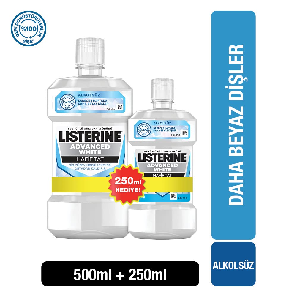 Listerine Advanced White Ağız Bakım Suyu, 500 + 250 ml