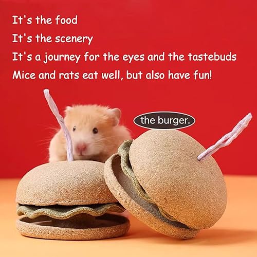 Miniatura 4 de Juguete de hámster en forma de hamburguesa Timothy Hay, juguetes de conejito, para conejos de mascotas, conejillos de indias y chinchillas
