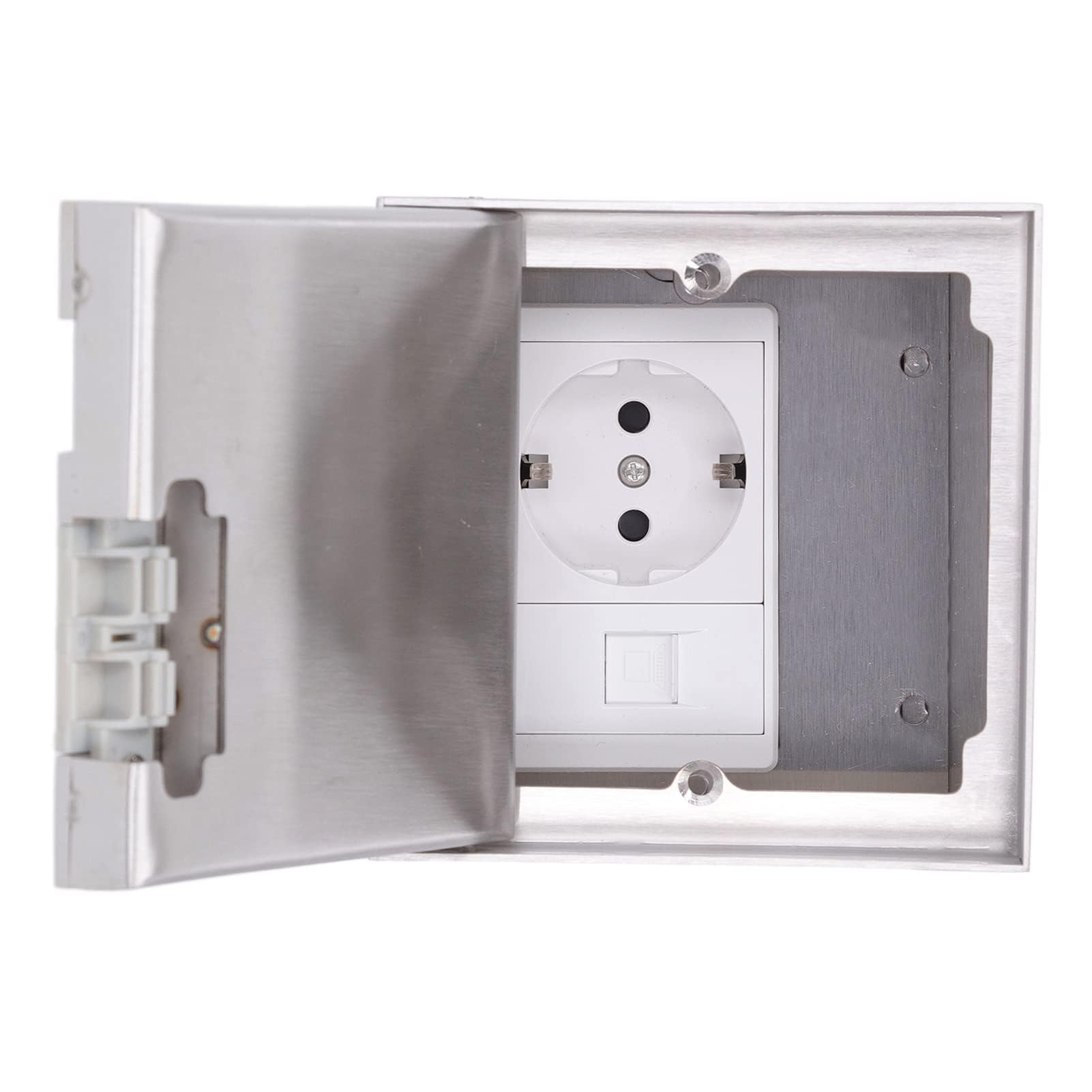 Prise Encastrée au Sol avec Prise Électrique Plate en Acier Inoxydable 2 Prises AC250V - Prise de Courant Étanche pour Bureau Hôtel École