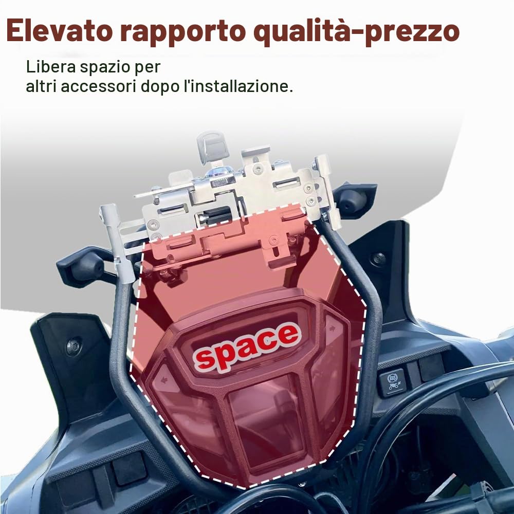 Xitomer Supporto per parabrezza GPS per parabrezza adatto per Africa Twin 2016-2019, supporto per telefono per moto, staffa per parabrezza moto per montaggio parabrezza Africa Twin, staffa GPS