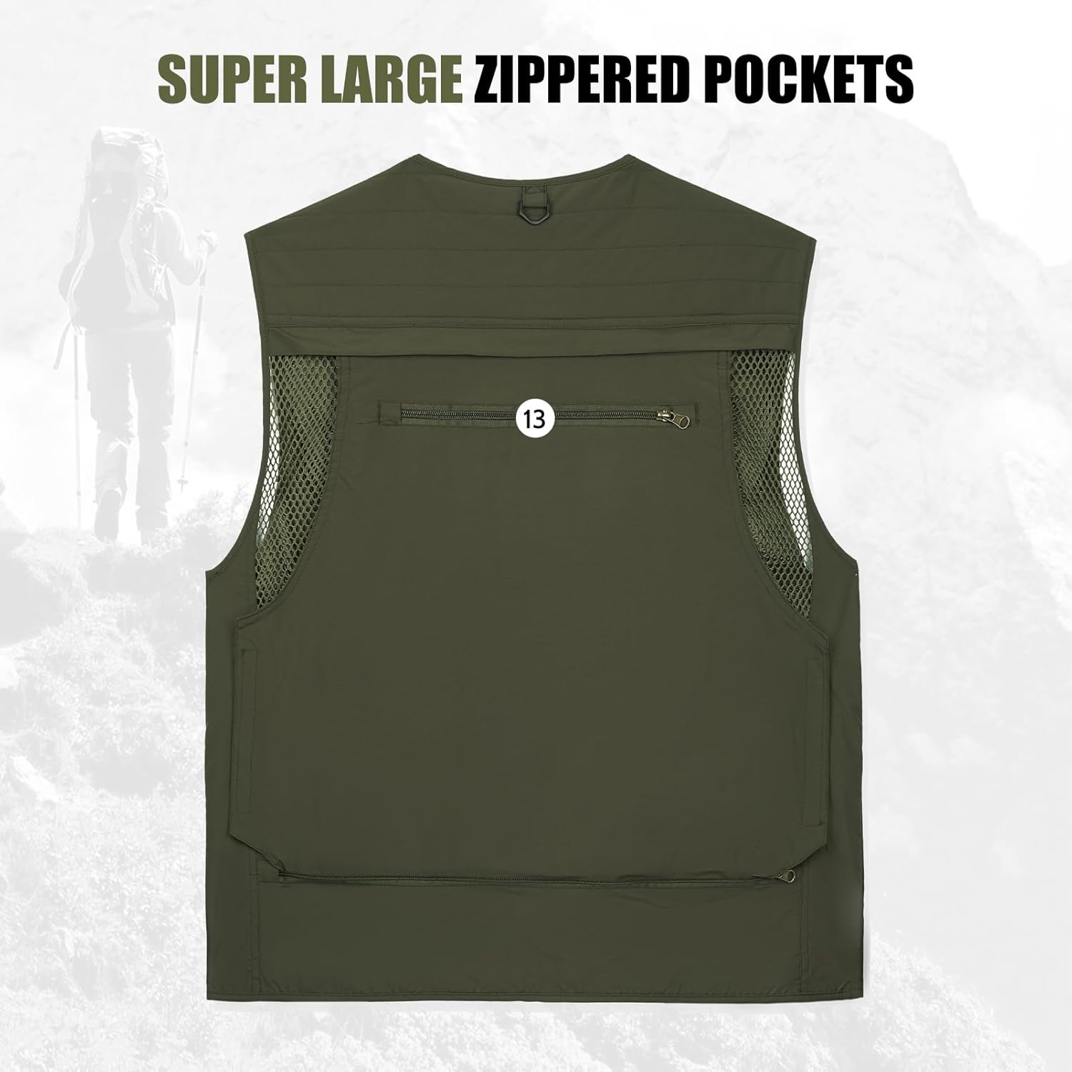 AOTORR Mens Outdoor Work Safari Cargo Photo Travel Fishing Vests for Men with Multi-pockets - Image 4