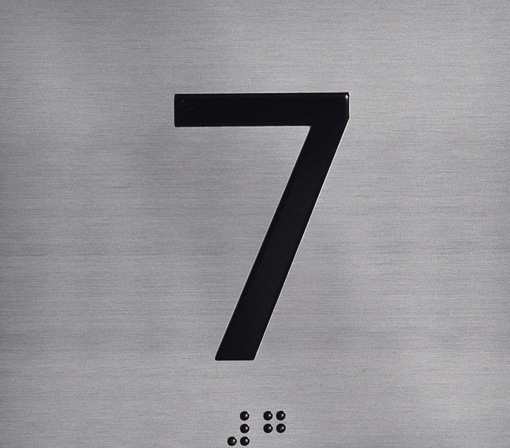 7TH Floor Elevator Jamb Plate Sign with Braille and Raised Number-Elevator Floor Number Sign(Silver)