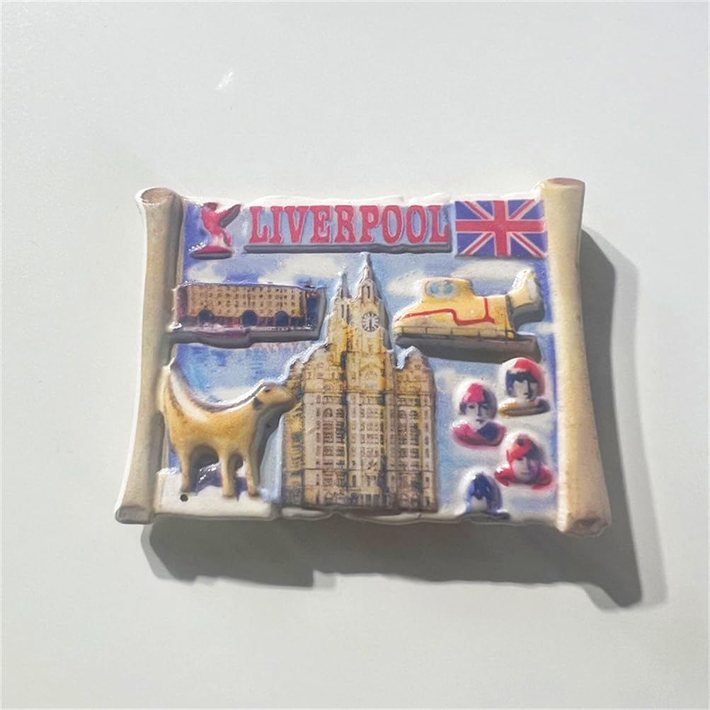 Magnete Frigorifero 3D In Legno Liverpool UK | Souvenir Da Viaggio 7,9x7,1 Cm, Impermeabile E Colorato