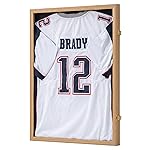 KCRasan Jersey Frame Display Case - Jersey Display Case - Large Lockable Frames Shadow Box with UV Protection for Baseball Basketball Football Soccer Hockey Sport Shirt Military Uniform Oak Finish