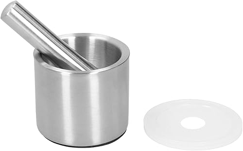 Miniatura 8 de Molinillo de especias trituradora de píldoras,Juego de mortero y mortero de acero inoxidable, Maja de mortero de servicio pesado,Trituradora de