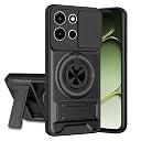 AELVOUX OnePlus Nord 6 5G Back Cover | Armor Camera Slider 360 Degree Rotating Finger Ring Holder Case with Bracket Stand Back Case Cover (Compatible with MagSafe Accessories) (Black) gallery image