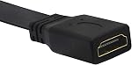 CERRXIAN 1FT Flat Slim Haute Vitesse HDMI Câble d'extension A femelle à 90 Degré Angle bas Un cordon mâle