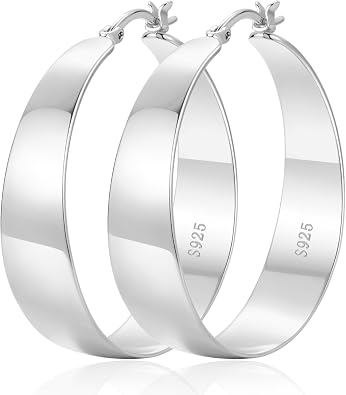 10MM Wide Thick Gold Hoop Earrings for Women Hypoallergenic 925 Sterling Silver Large Hoop Lightweight Chunky Hoops Earring for Women Jewelry Gifts