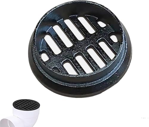 Round Cast Iron Floor Drain Cover - 4in, 6in, 8in Outdoor Flat Grate for Gardens