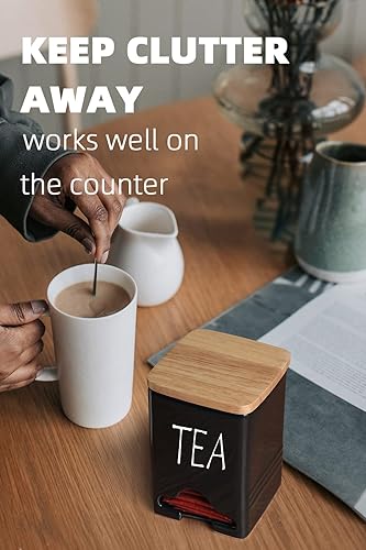 Miniatura 2 de Organizador de almacenamiento de bolsas de té de cerámica con tapa (azul marino)