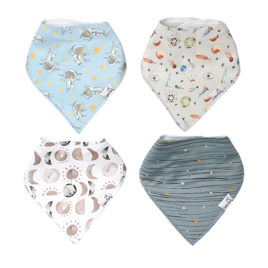 Paquete de 4 baberos de algodón suave Copper Pearl para bebés, para babear y para la dentición, baberos absorbentes para bebés, niñas y niños, ajustables para adaptarse a recién nacidos y niños pequeños, muchos estilos Neil
