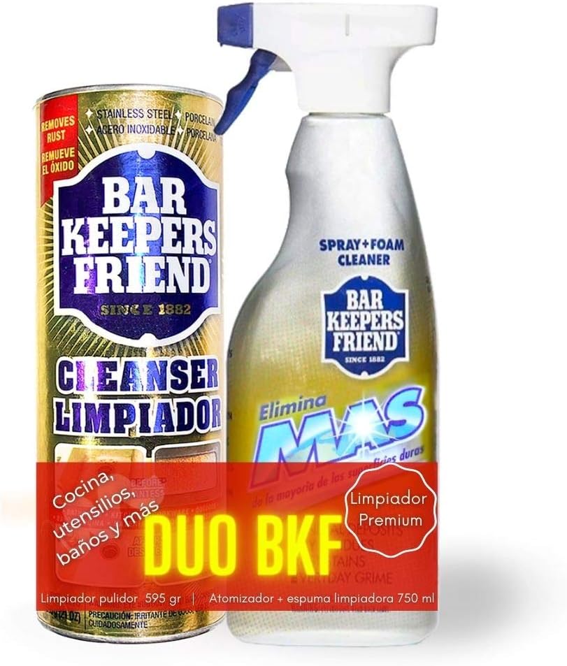 Bar Keeper's Friend Combo Pack - Spray and Foam Cleaner 25.4 oz & Powdered Cleanser 21 oz