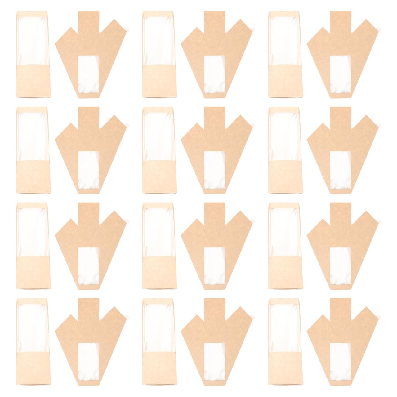 TEHAUX 100 Piezas Caja para Hornear Triangular Caja de Sándwich de Papel Kraft Ventana Transparente, Portátil, Beige, para Pastelerías y Uso Doméstico