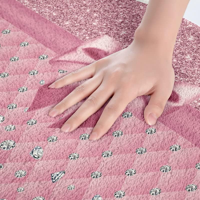 Miniatura 3 de Alfombras de baño con purpurina (sin purpurina sin lentejuelas), tapetes de baño de color rosa pastel para baño, alfombras de baño de tacón alto,