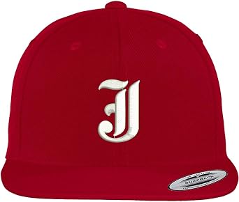 Trendy Apparel Shop Old English J Embroidered Flat Bill Snapback Cap