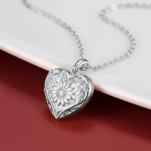 Vista 8 de FaithHeart Corazón Locket Mujeres Niñas Plata Sterling Foto Custom Lockets Colgante Collar Regalo Embalaje