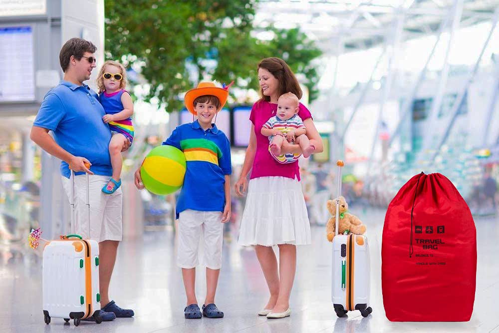 Ferocity Rote Reisetasche für Kinderwagen Größe zu 100x60x40 cm Transporttasche Buggy Tragetasche Faltbar als Rucksack perfekt am Flughafen beim Einchecken Bahnhof Autofahrten [085]