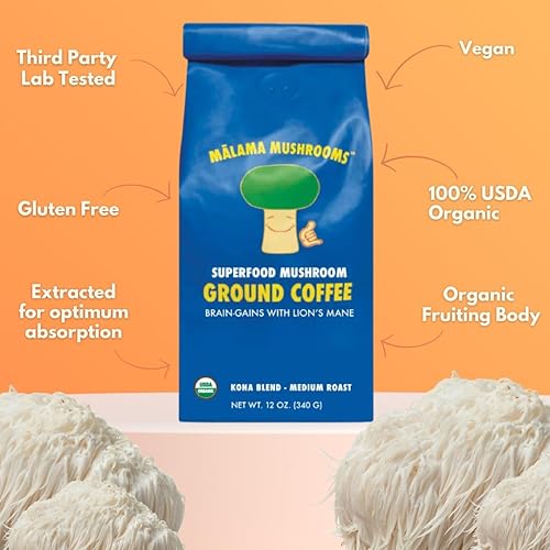 Miniatura 2 de Malama - Café orgánico de hongos, café de hongos adaptogénico con melena de león para concentración, memoria y apoyo de la inmuna, mezclado con