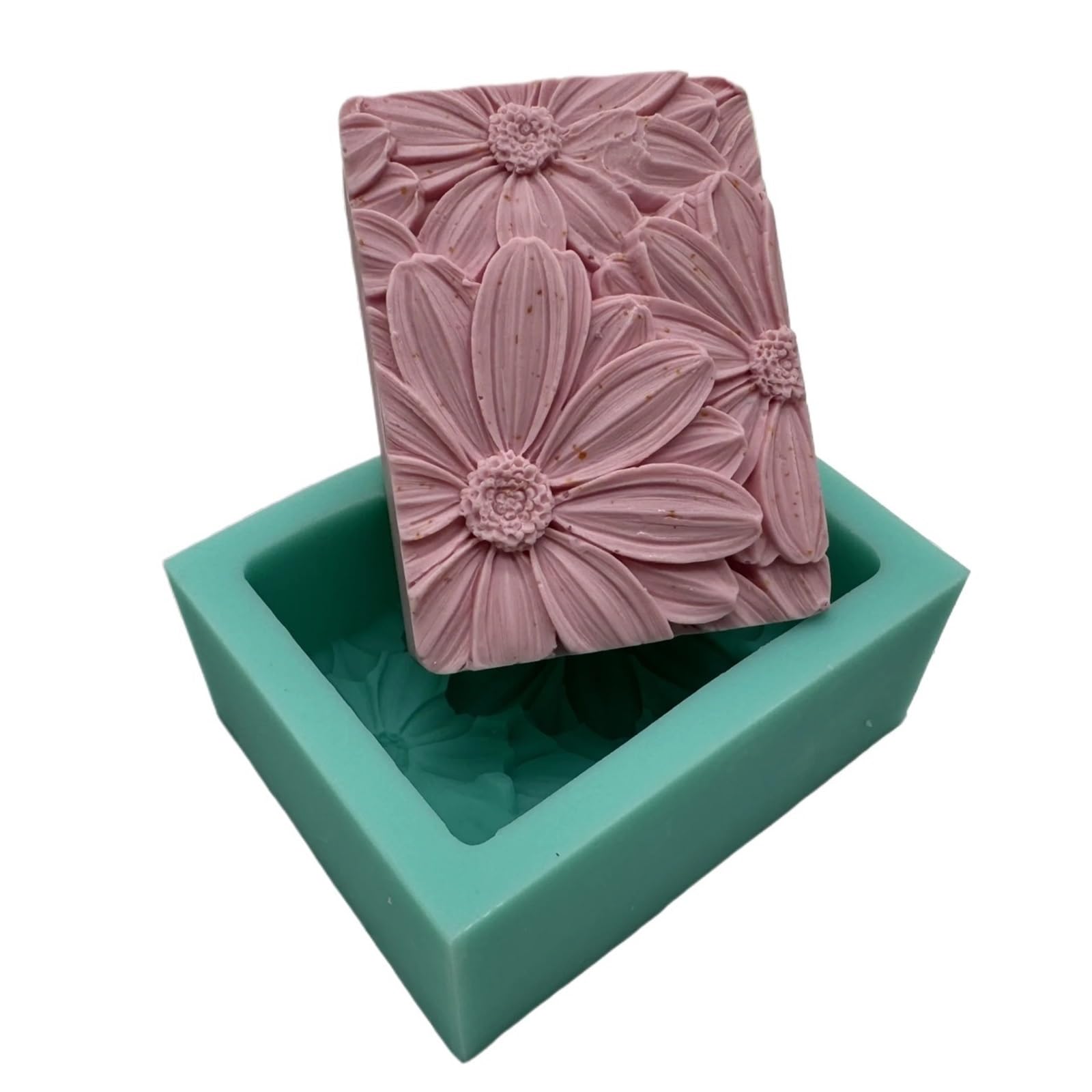 3d Elegant Sunflower Soap Mold Rectangle Silicone Making Molds DIY Handmade Bar Mould For Lotion Bars for Making Soaps Bar(Sunflower 1)