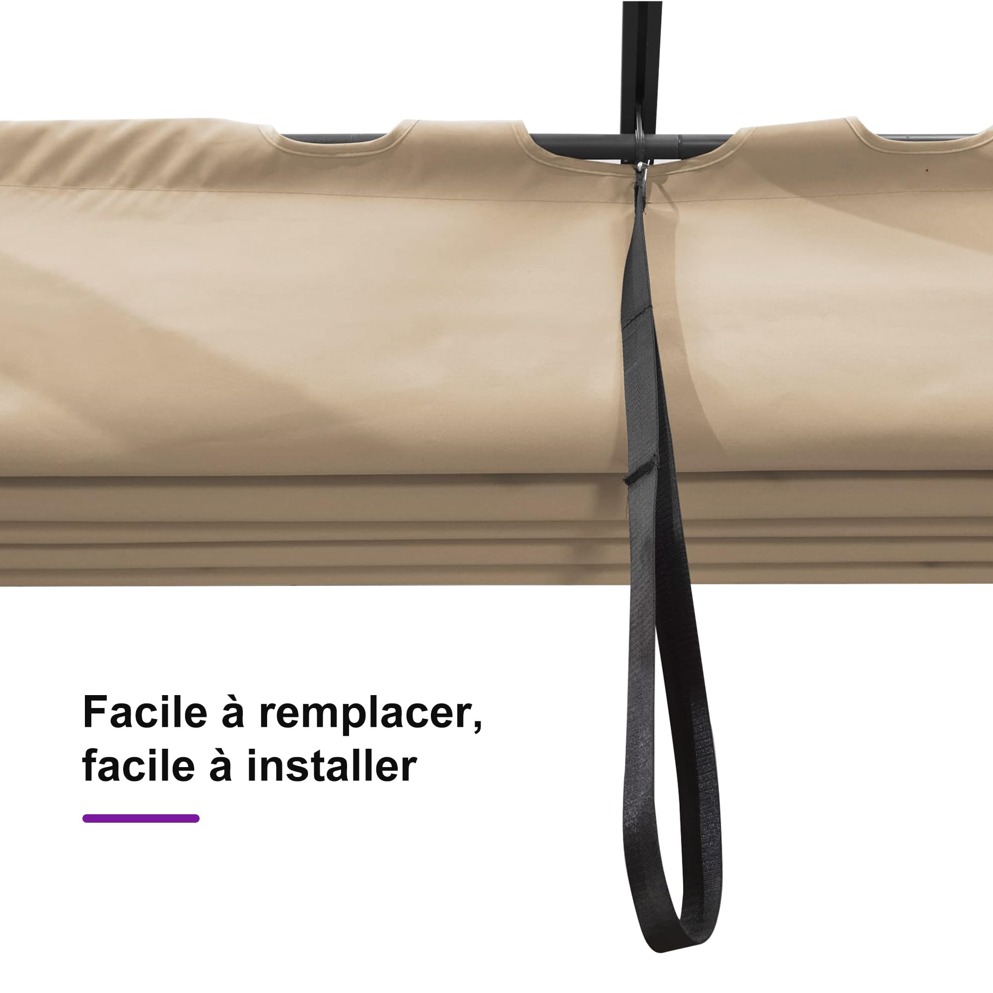 PURPLE LEAF Toile Pergola 4 x 3 m Rétractable Toile de Tonnelle Jardin Kaki