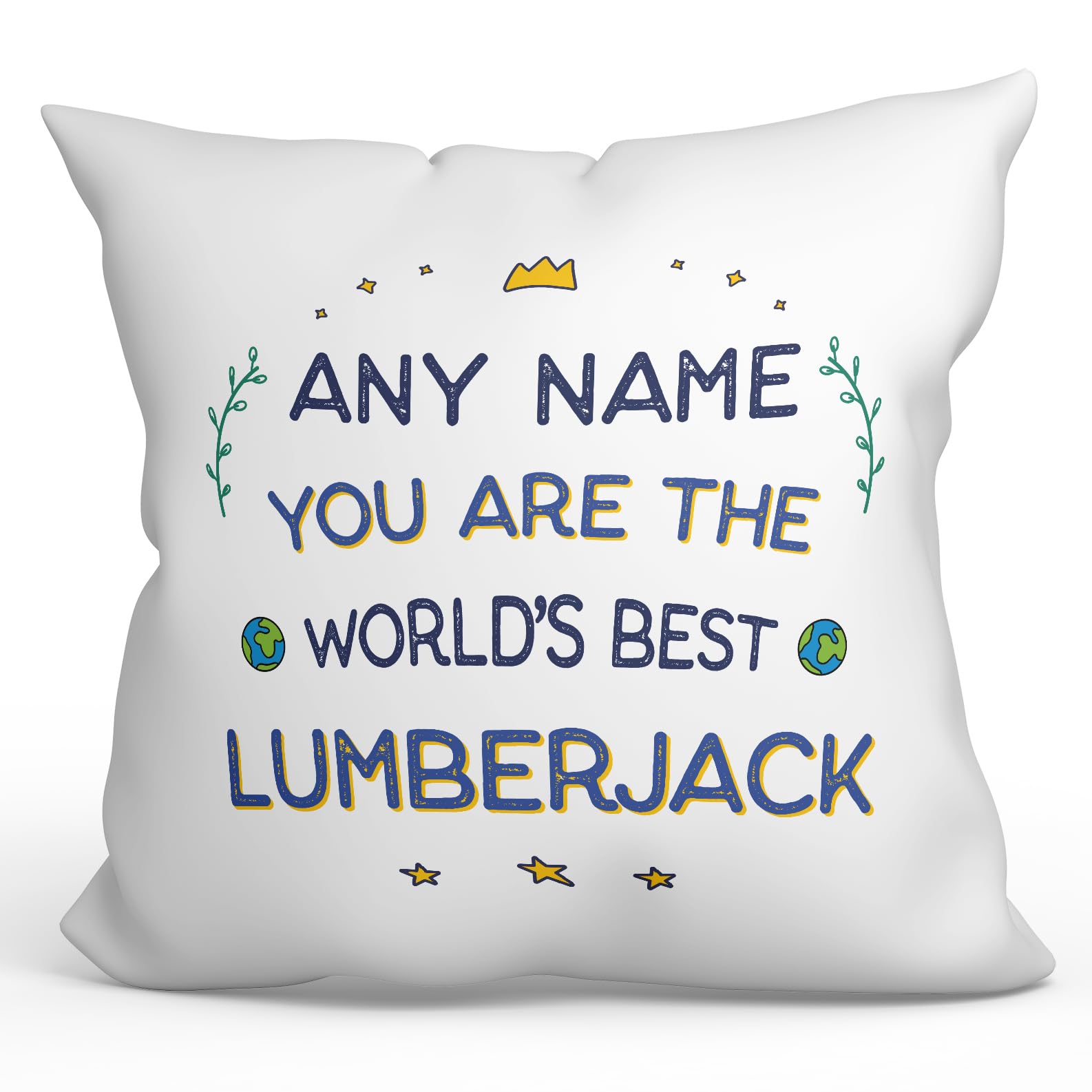 MUGFFINS Personalised Cushion for LUMBERJACK Padding included - in English - World's Best - Funny custom gift - Pillow: cover and filling 15.7x15.7 inches — image 1