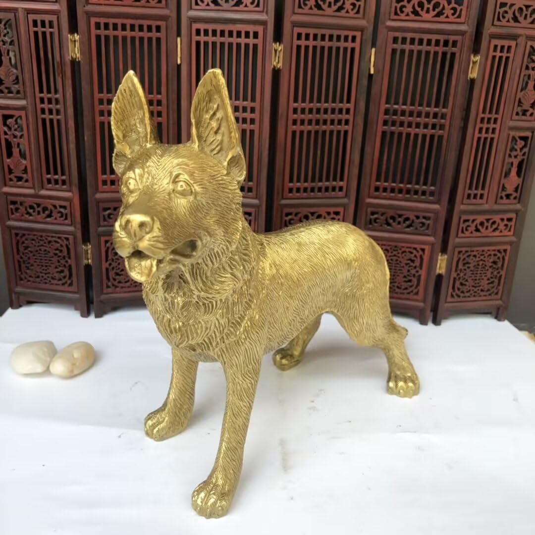 Dytartzx Pure Copper Fortune Dog Statue, Feng Shui Lucky Dog Figurine for Wealth & Prosperity, Handcrafted Copper Dog Sculpture for Home Office Entryway Decor, Good Luck