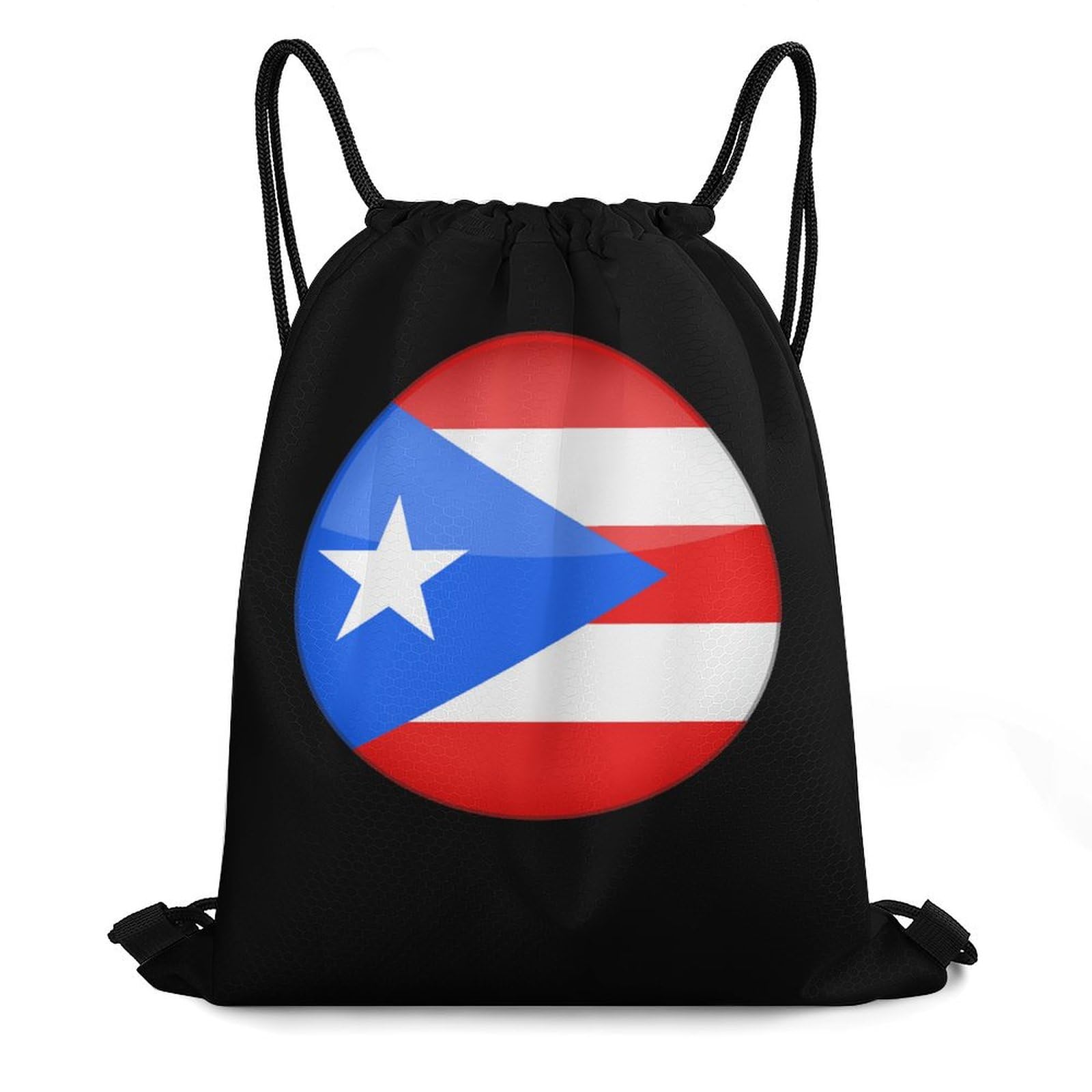 PR State Flag Logo Drawstring Backpack Durable Sport Gym Bags Daypack for Men Women 35 * 42cm