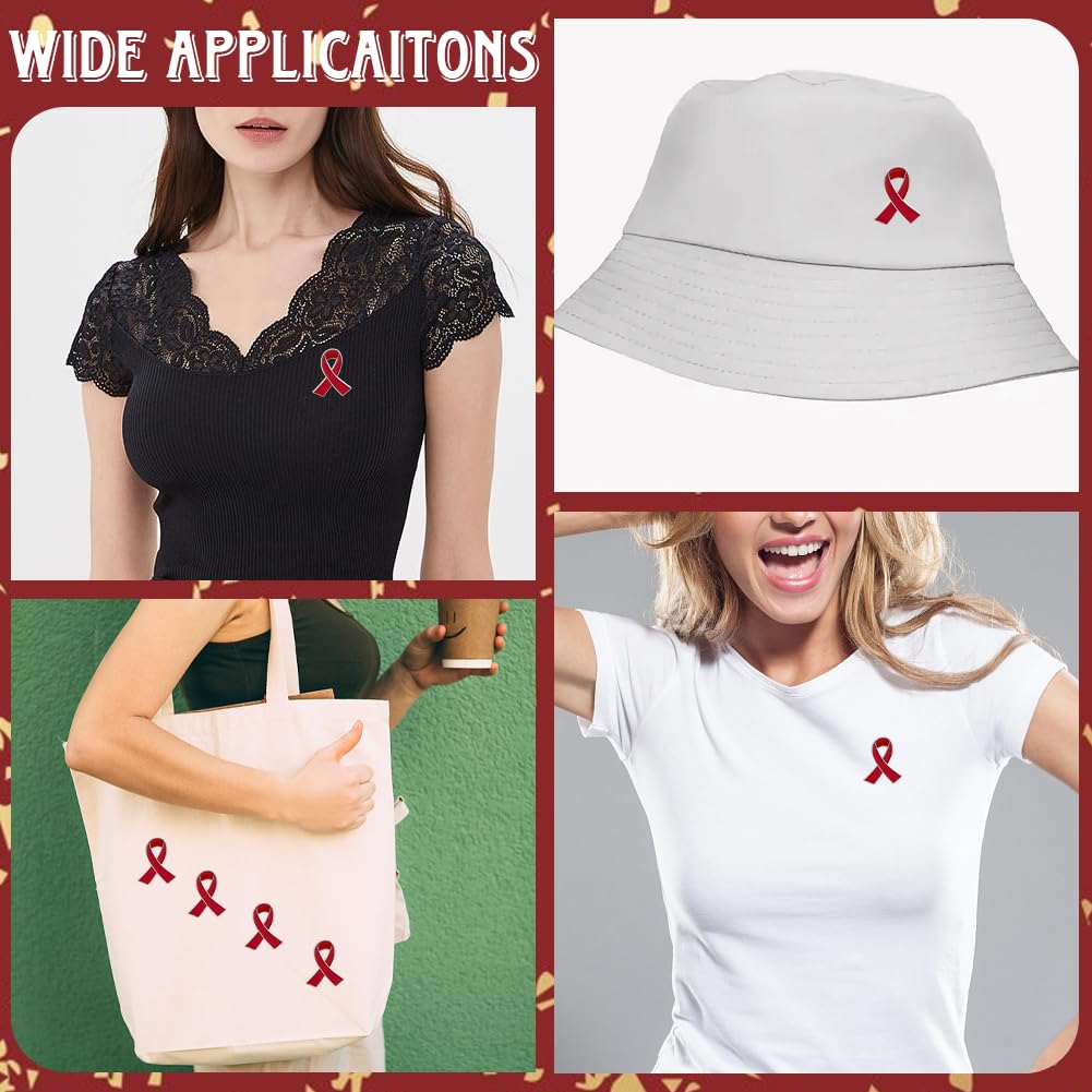 CRASPIRE 25 Set di Spille con Nastro Rosso Spilla in Metallo Smaltato per Campagne di Sensibilizzazione Prevenzione Beneficenza Evento Sociale Pubblico Distintivo Accessorio per Donazioni per Donne