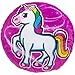 TE-Trend Magic Einhorn Regenbogen Unicorn Motiv Plüsch Kissen Zierkissen Kuschelkissen Kinder Mädchen rund 34cm Mehrfarbig lila Pferd