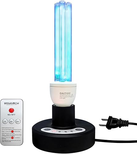 Miniatura 8 de BAIMNOCM Desinfectante de luz UV total de 50 W, lámpara germicida UVC con base E26 y control remoto, bombilla de desinfección UV para sótano,
