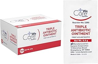 Dynarex Triple Antibiotic Ointment, Used for Minor Wounds Such as Cuts, Scrapes, and Burns, Single-Use First Aid Ointment 0.5g Foil Packets, 1 Box of 144 Triple Antibiotic Packets