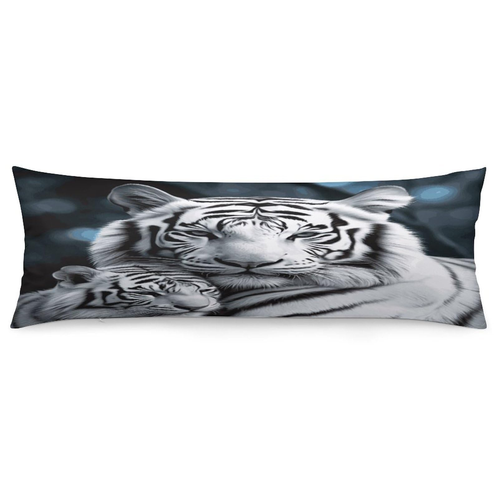 White Tiger Throw Pillow Covers with Silent Zipper Polyester Pillow Protectors Removable Pillow Cases Soft Pillowcase Cozy Pillow Sham Cushion Cover for Sofa Car Bed 20"x54"