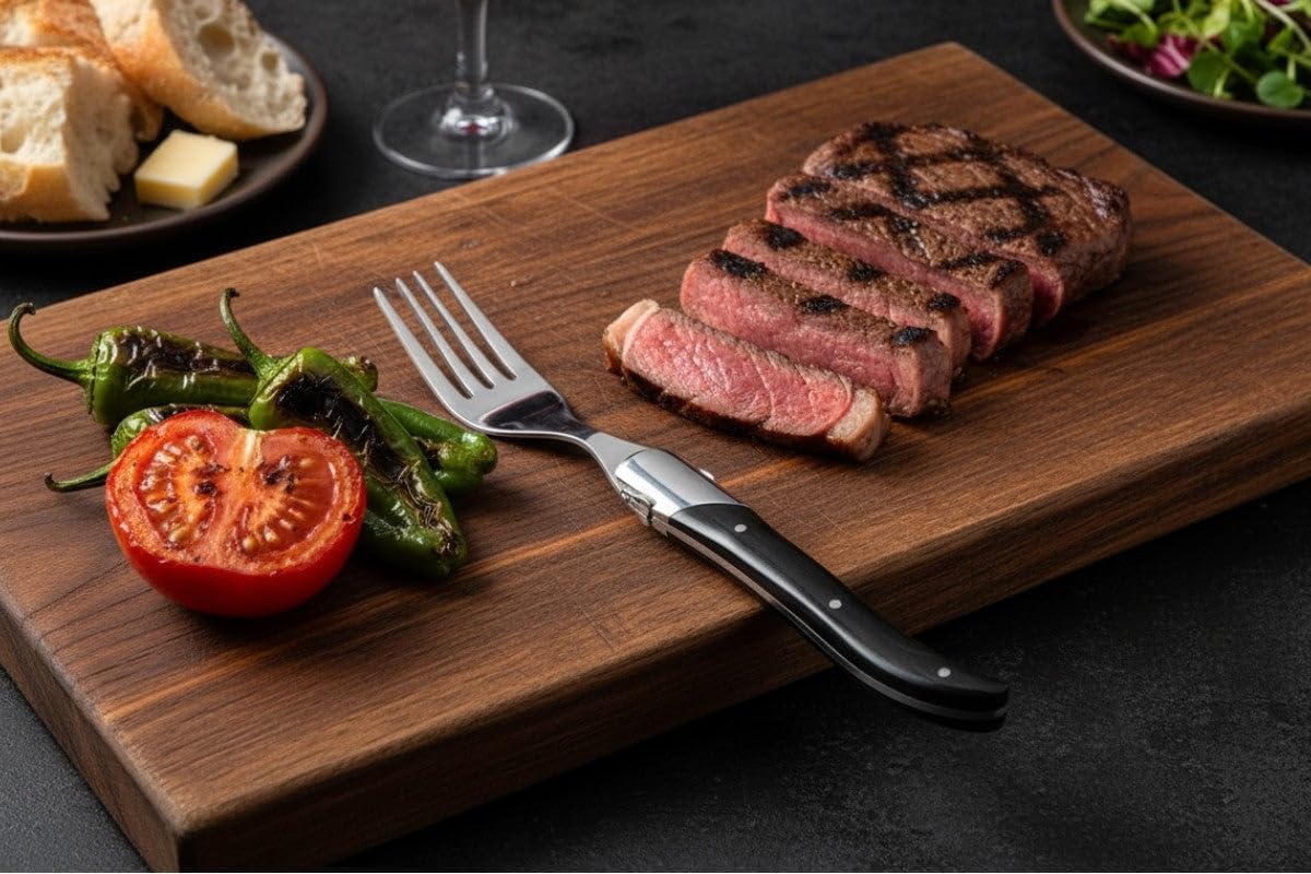 Blackwell Laguiole Steakbesteck Set 12-teilig | 6 Steakmesser + 6 Steakgabeln | Ebenholz | Edelstahl | Geschenkbox