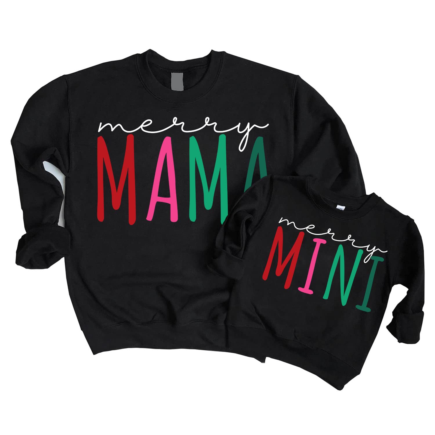 Merry Mama Mini Sweatshirt, Mommy And Me Christmas Shirts Sweaters, Mommy And Me Christmas Outfits, Mommy And Me Hoodie, Mom And Daughter Christmas Outfits