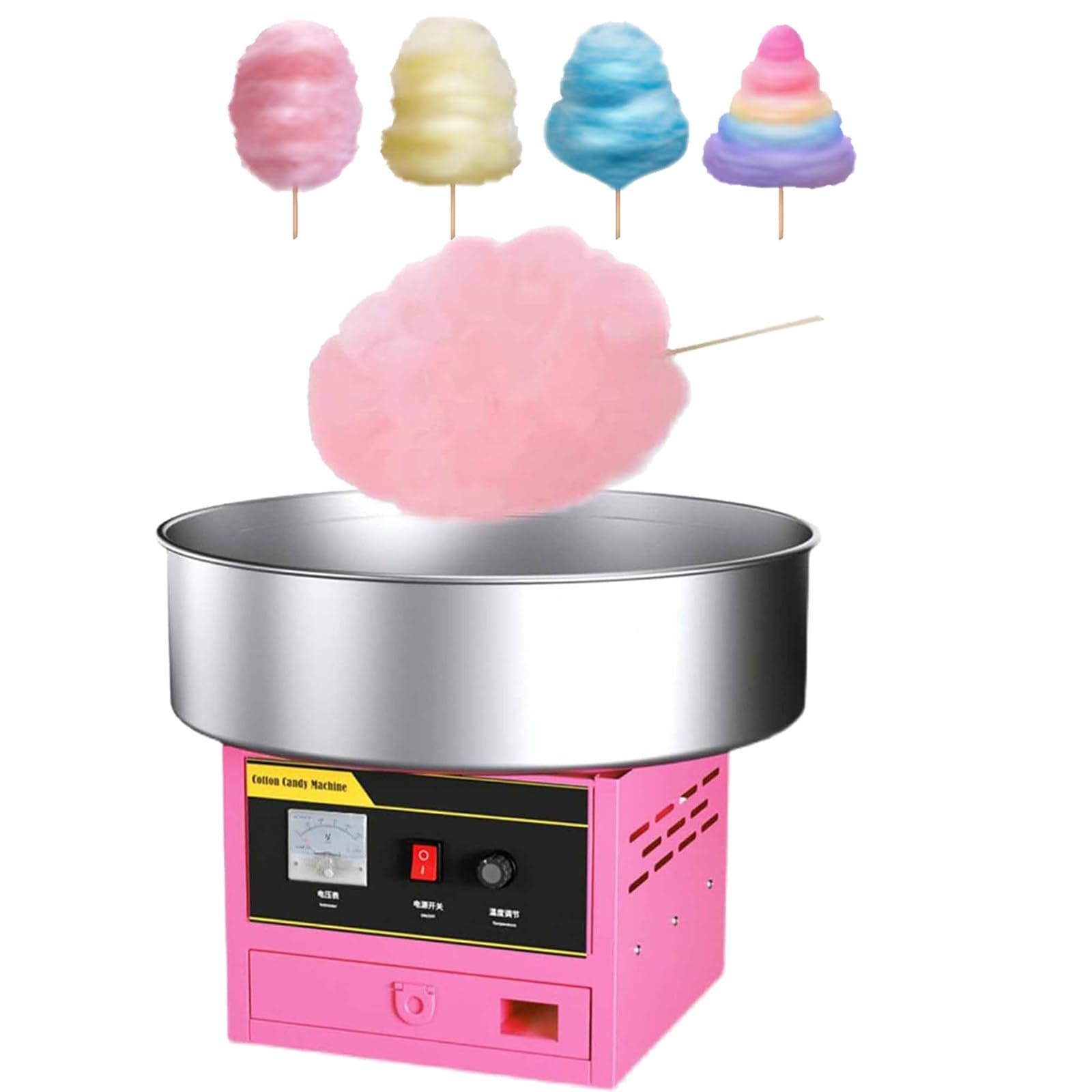 Máquina de algodón de azúcar eléctrica de 1200 W para encimera, Ideal para Fiestas de cumpleaños caseras y reuniones Familiares. (Pink)