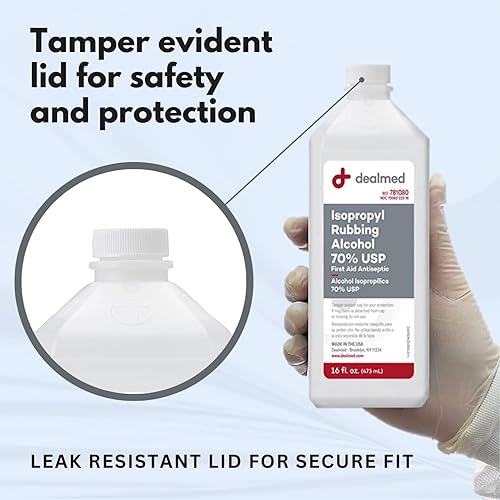 Miniatura 4 de Dealmed Alcohol isopropílico 70% USP, antiséptico de primeros auxilios, 16 onzas líquidas, (paquete de 1)