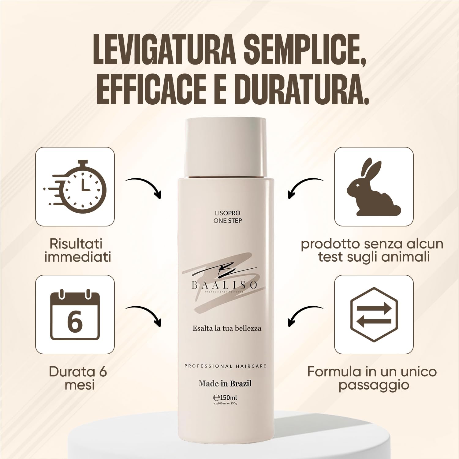 Stiratura Brasiliana Cheratina -150ml Keratina Lisciante Per Capelli, Cheratina Senza Formaldeide, Trattamento Lisciante Alla Professionale Levigatura Per Tutti i Tipi di Capelli
