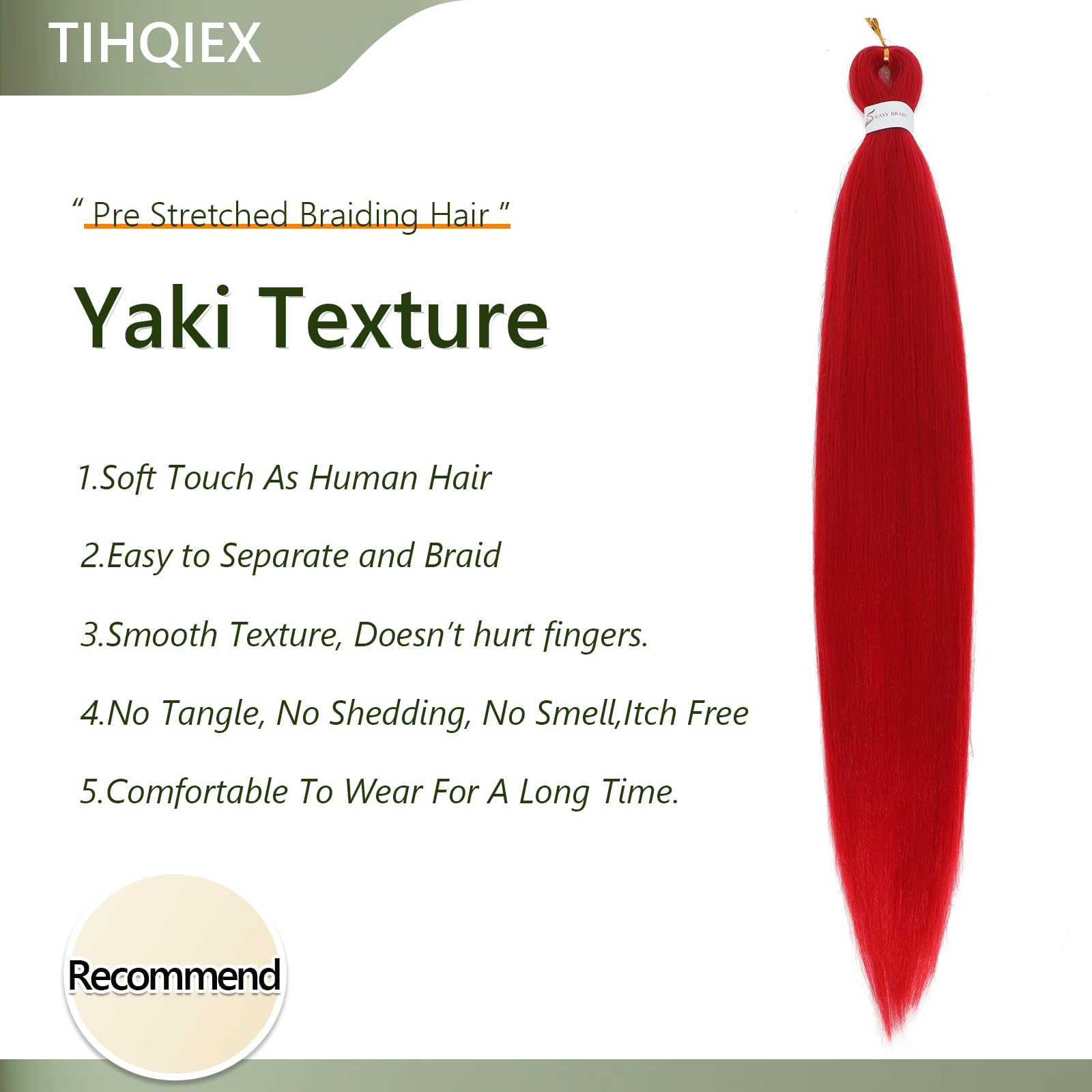 Red Braiding Hair Pre Stretched 30 Inch 3 Packs Long Braiding Hair Extension Pre Stretched Braiding Hair Professional Synthetic Hair For Braiding Crochet Twist Braids Soft Yaki Texture(30",Red-3P) - Image 2