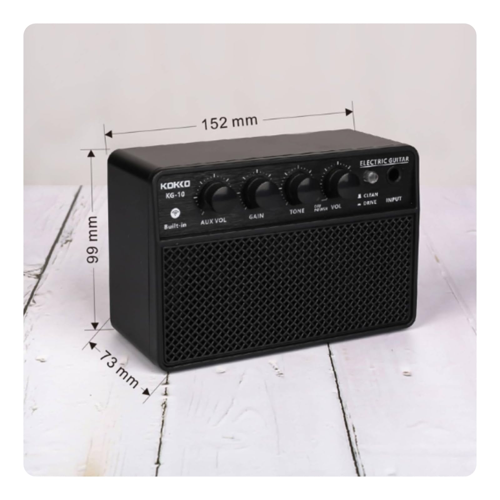 Amplificatore Portatile Basso Chitarra Elettrica 10W con Controlli Superiori Manopole Presa Ingresso Selettore Pulito, Amplificatore Per Chitarra Elettrica KG-10