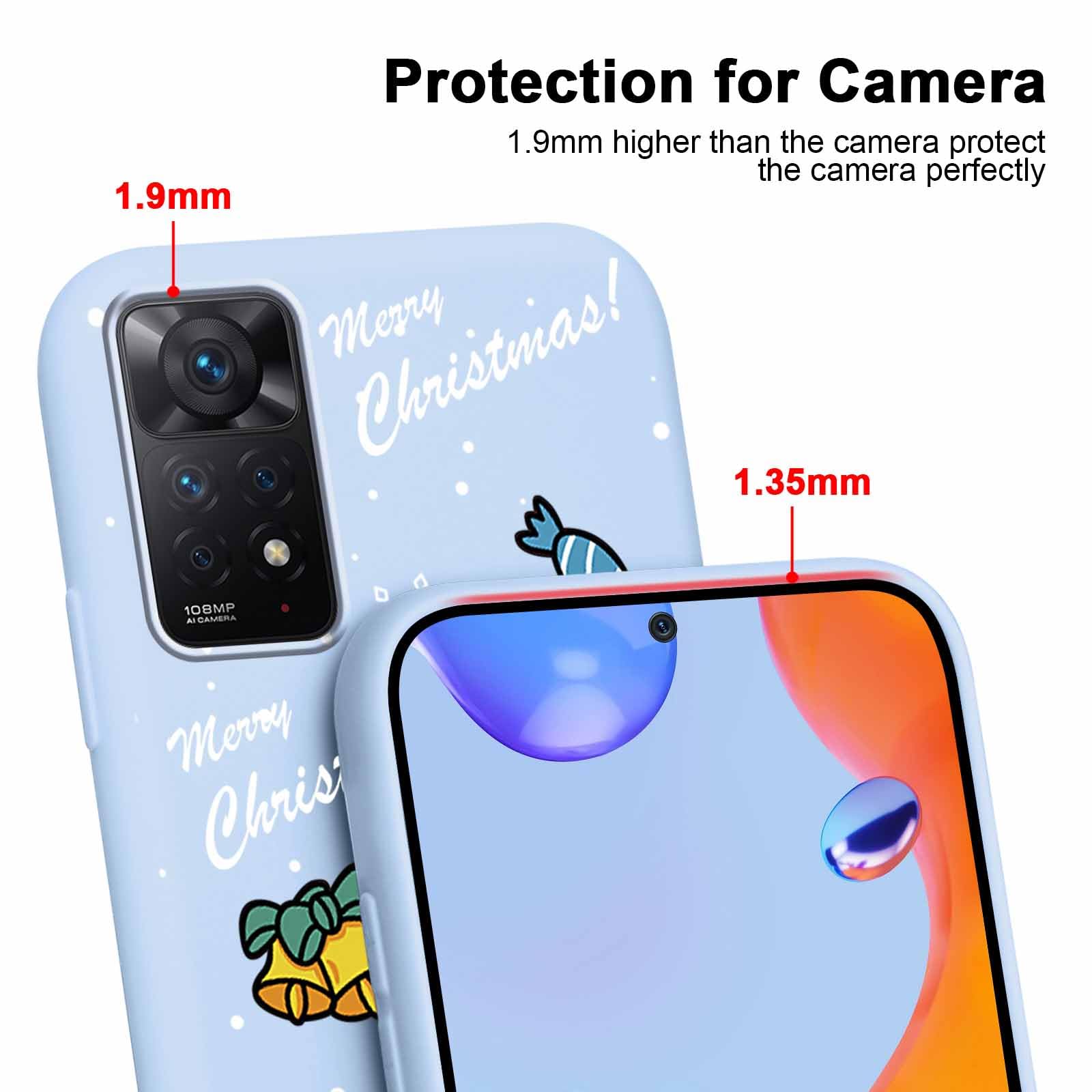 Yoedge 2 Pezzi Natale Cover per Xiaomi Redmi Note 11 Pro 4G/5G 2022 6
