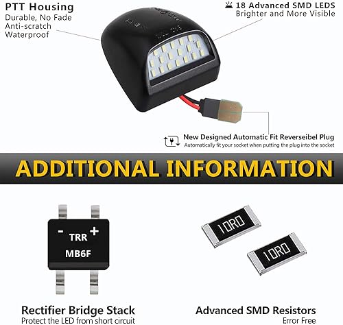 Miniatura 4 de Luz de matrícula blanca compatible con camioneta Chevy GMC 1999 a 2013 Silverado, Sierra Suburban Tahoe Yukon