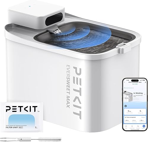 PETKIT EVERSWEET MAX - Fuente de agua inalámbrica para gatos con sensor de movimiento, fuente para mascotas de 101 onzas3 litros para gatos, perros