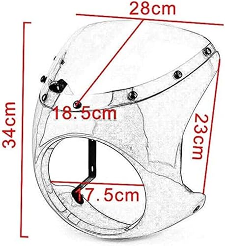 Miniatura 3 de RUSIHO - Parabrisas retro para motocicleta de 7 pulgadas para Harley Touring Cafe Racer Old School Bobber Touring Dirt Bike (Golss negro y