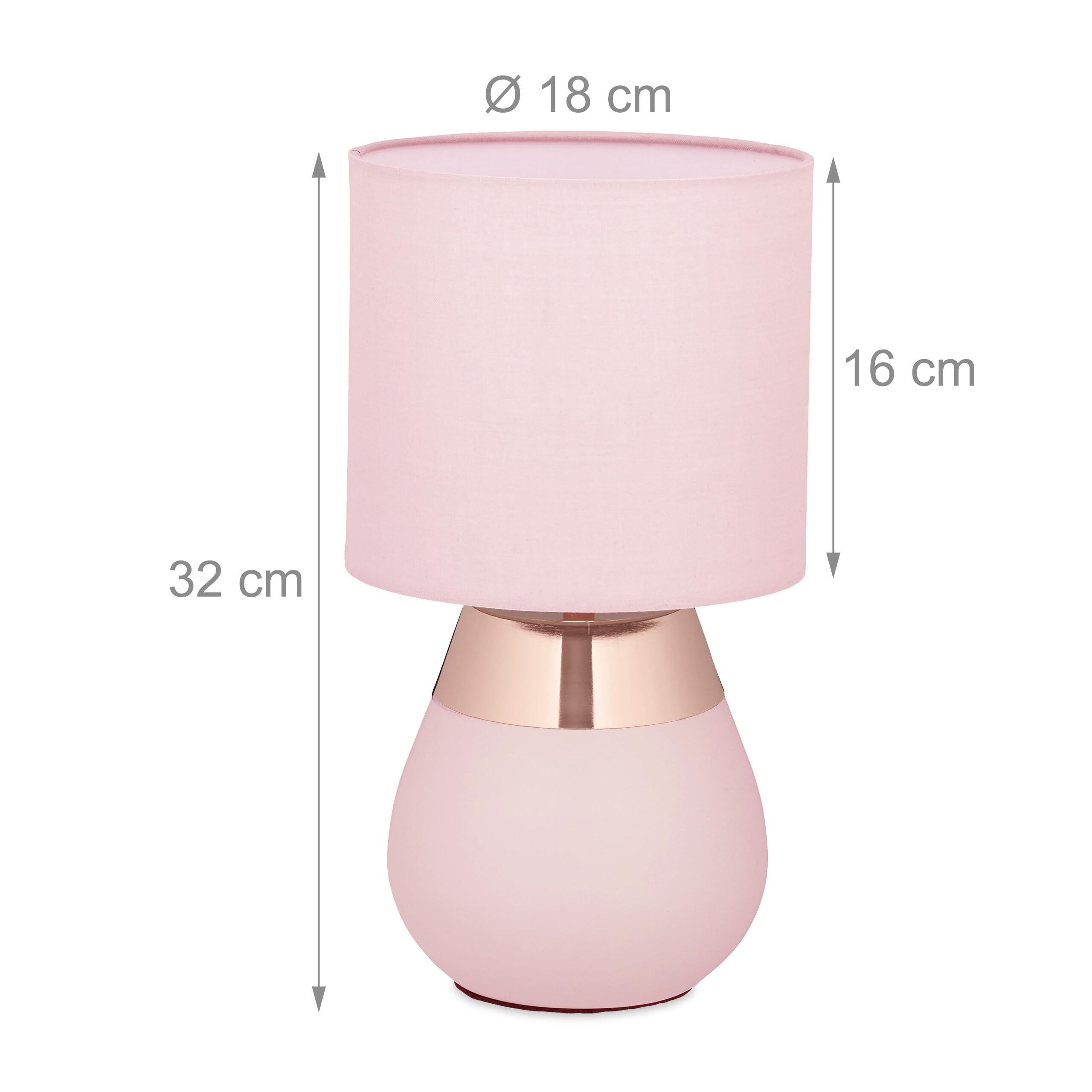 Relaxdays Lampada da Tavolo, Set da 2 Abat Jour in Tessuto e Ferro, E14, HxD: 32x18 cm, Luce Comodino Letto, Rosa Ramato
