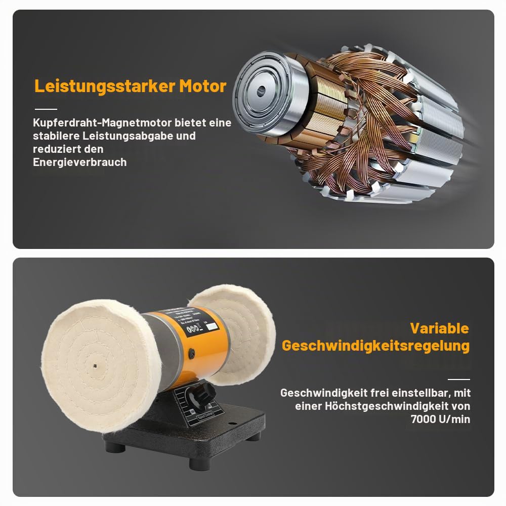 Hoteche 200W 110MM Mini - Poliergerät | Kupferdraht - Permanentmagnetmotor, Drehzahl 2000 - 7000rpm, in Zwei - Wellpappe - Farbenschachtel
