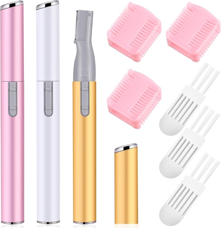Landhoow Aparadores de Sobrancelhas Femininos em Branco, Dourado e Rosa – Pacote com 3