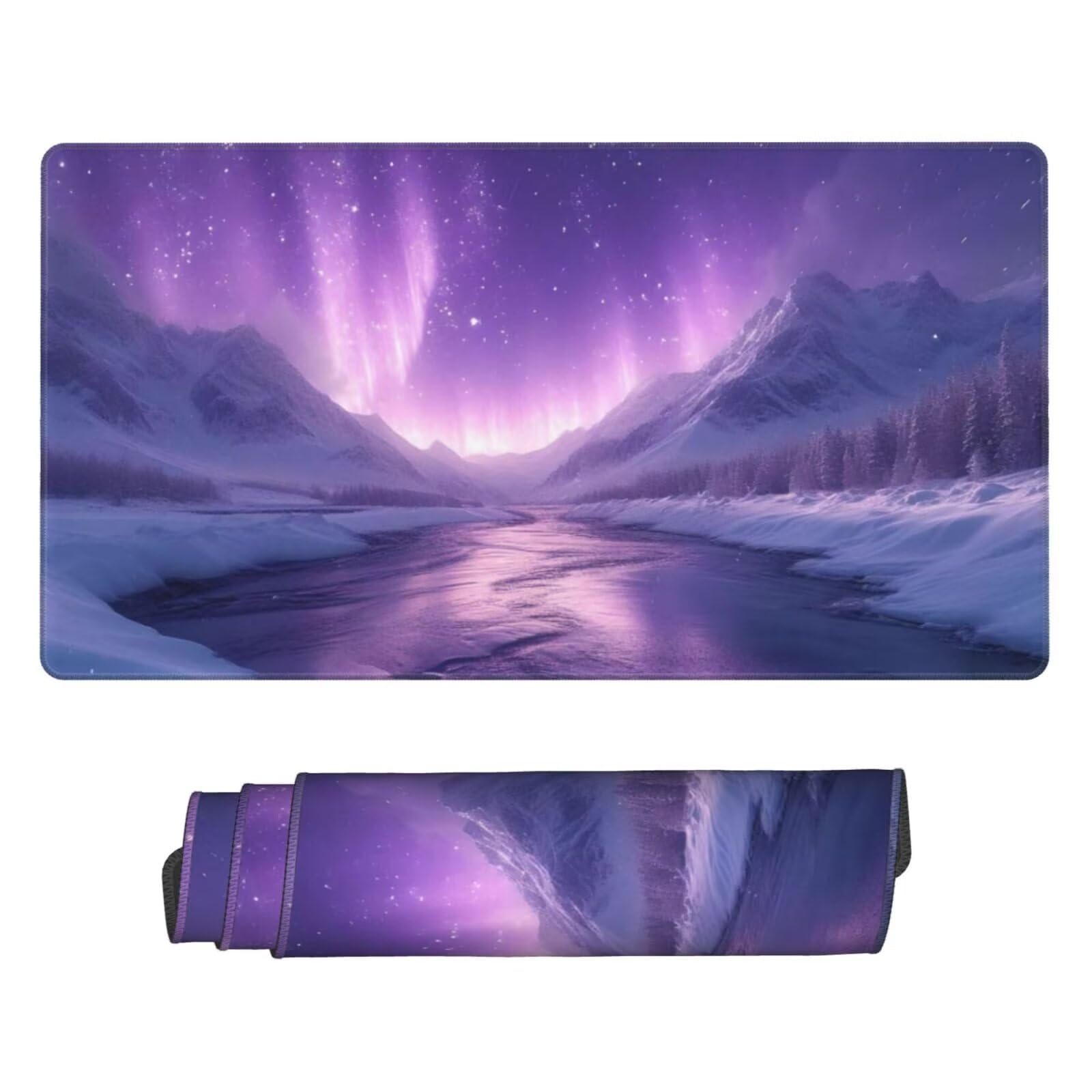 Fioletowa podkładka pod mysz, duża podkładka pod mysz 1600 x 800 mm, podkładka pod mysz do gier, podkładka na biurko ze zszytymi krawędziami, podkładka pod mysz z klawiaturą, do pracy, gier, biura,
