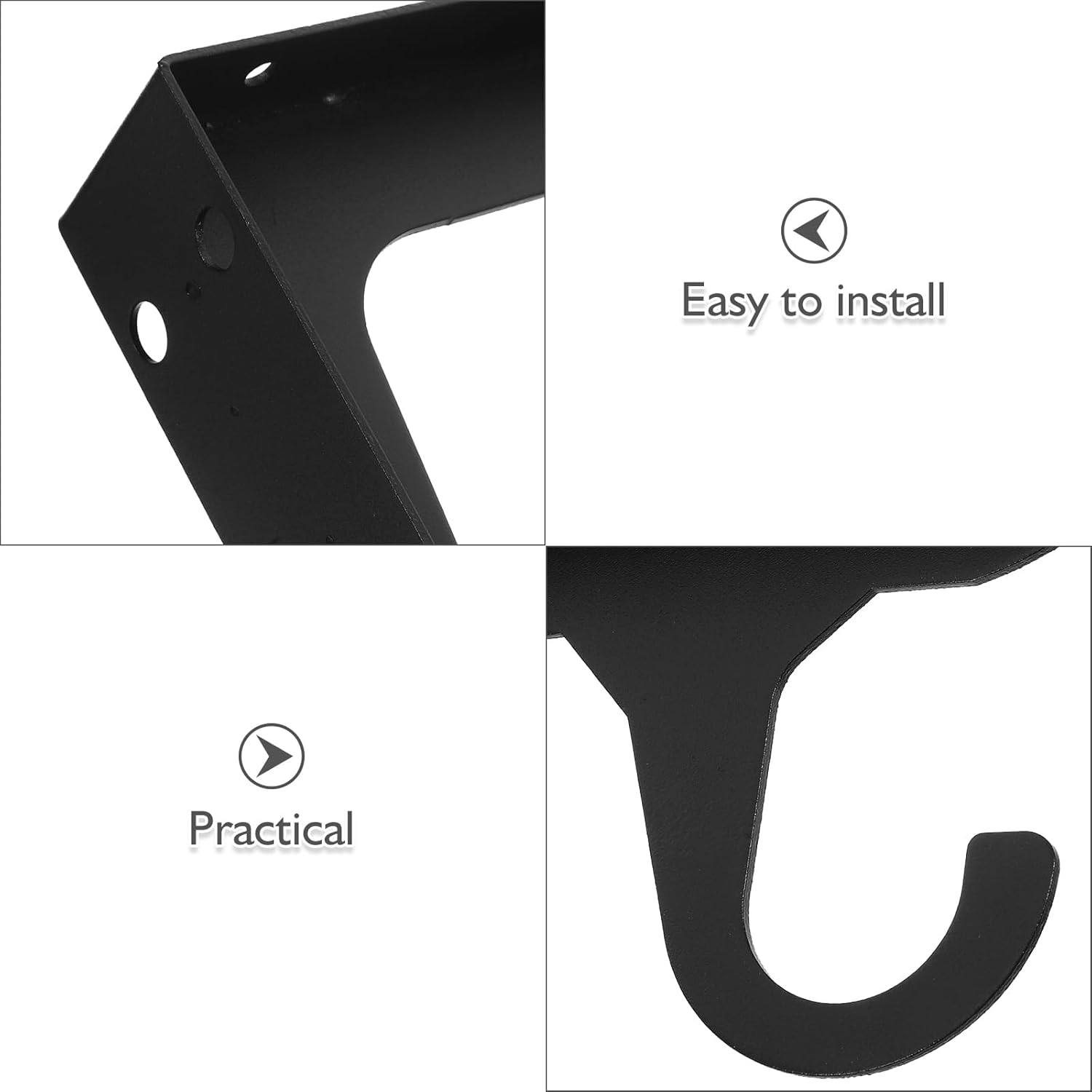 PRETYZOOM 2 Sets Heavy Duty Shelf Brackets: Hidden Floating with Hooks - Thickened Metal 2-in-1 Functionality for Kitchen Bathroom Office