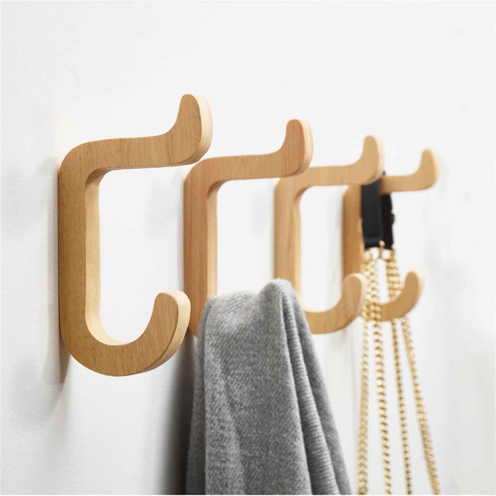 GLigeT Wand Garderobenleiste Holz Wand Haken Garderobe Tür Kleiderbügel Multifunktionale Lagerung Zubehör Küche Badezimmer Dekoration Massivholz Schlüssel Haken Wandgarderoben(B)